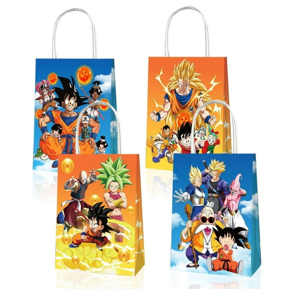 24 PCS Dragon Ball Party Favor Candy Bags for Dragon Ball Themed Birthday Supplies Decor,Birthday Game Party Kraft Paper Goodie Gift Bag Decorations（8.2*6.3*3.15 In）