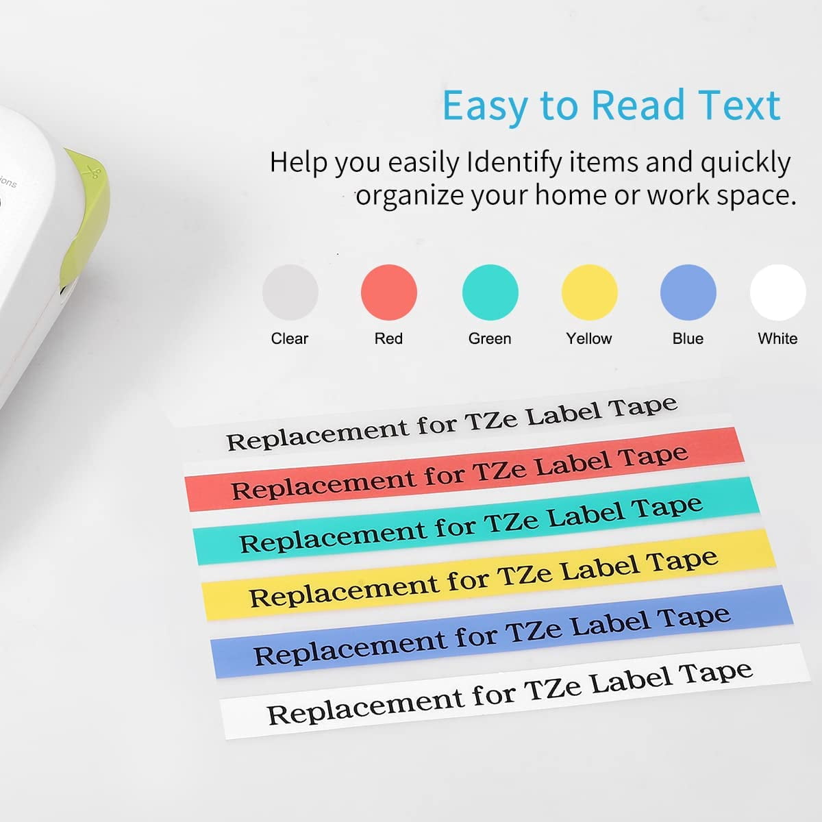 Isdotead 6PK Compatible for Brother P-touch TZe 131 231 431 531 631 731 12mm Black on Clear Laminated Label Maker Tape, 0.47" x 26.2ft (White/Clear/Red/Blue/Yellow/Green)