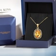 thumbnail image 5 of Gem Stone King 18K Yellow Gold Plated Silver Yellow Citrine Pendant Necklace for Women (6.57 Cttw, Oval Checkerboard 14X10MM, Gemstone November Birthstone, with 18 inch Silver Chain), 5 of 5