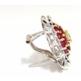 thumbnail image 3 of 6.26ct natural vivid red ruby diamond domed cluster clip earrings 18kt, 3 of 5