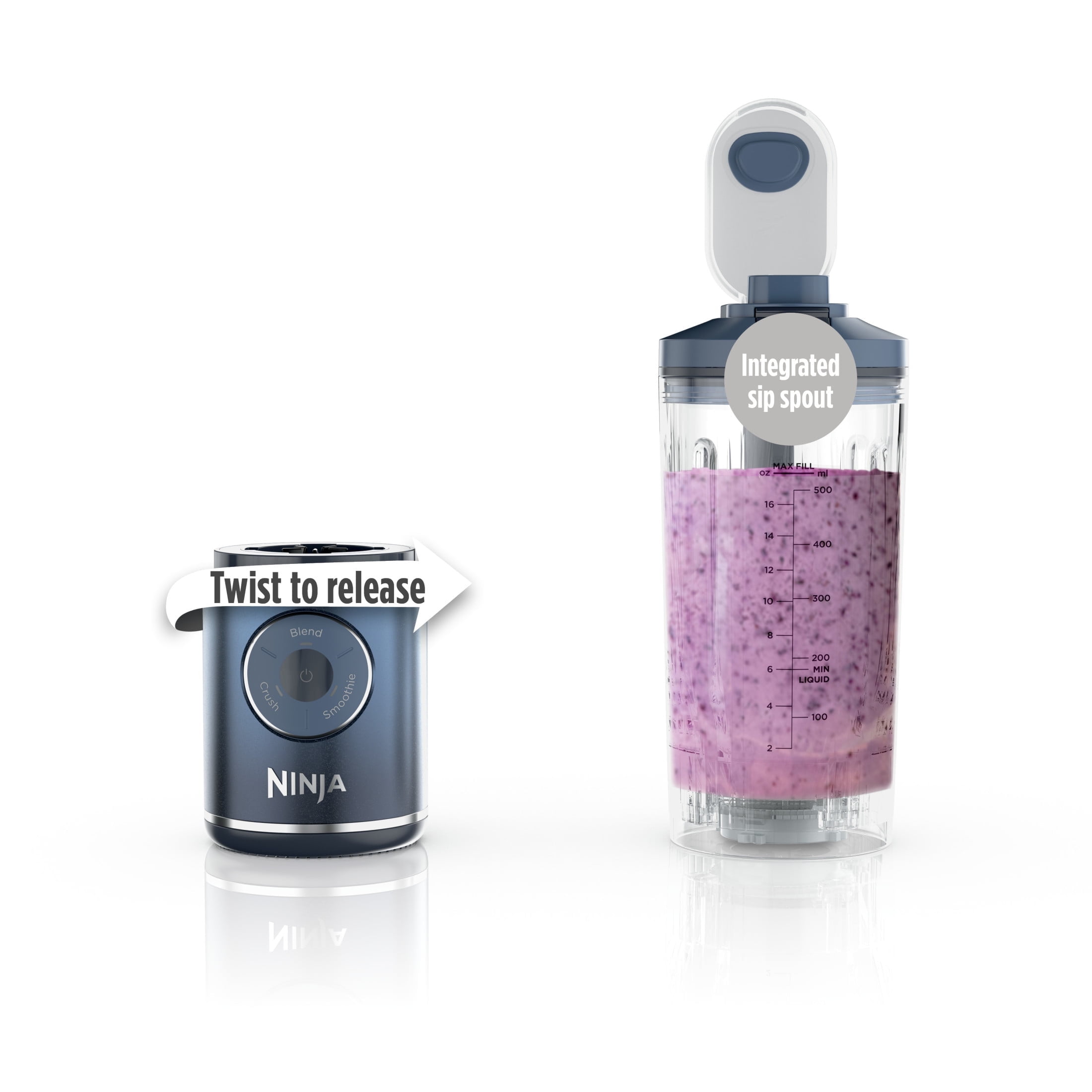 Portable Blender Ninja Blast 18oz. Two LIDS AND VESSELS