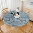 thumbnail image 3 of Blue Marble Tablecloth Fitted Elastic Oil-Proof Neutral Gray Patio Table Covers Wrinkle Resistant Round Tablecloths Waterproof for 36" - 44" Round Table, 3 of 5