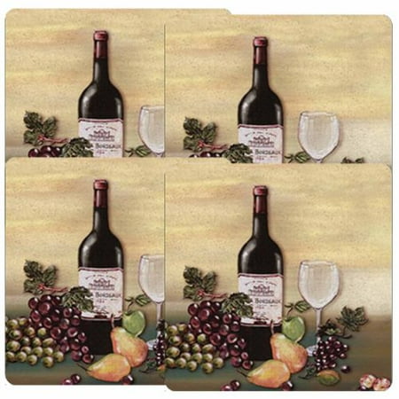 Calypso Basics, Tin Gas Square Burner Cover Set of 4, Wine & Vine