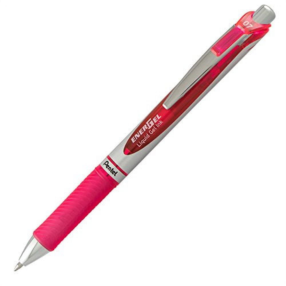 EnerGel RTX Retractable Liquid Gel Pen, Medium Line, Metal Tip, Pink Ink, 12 Count