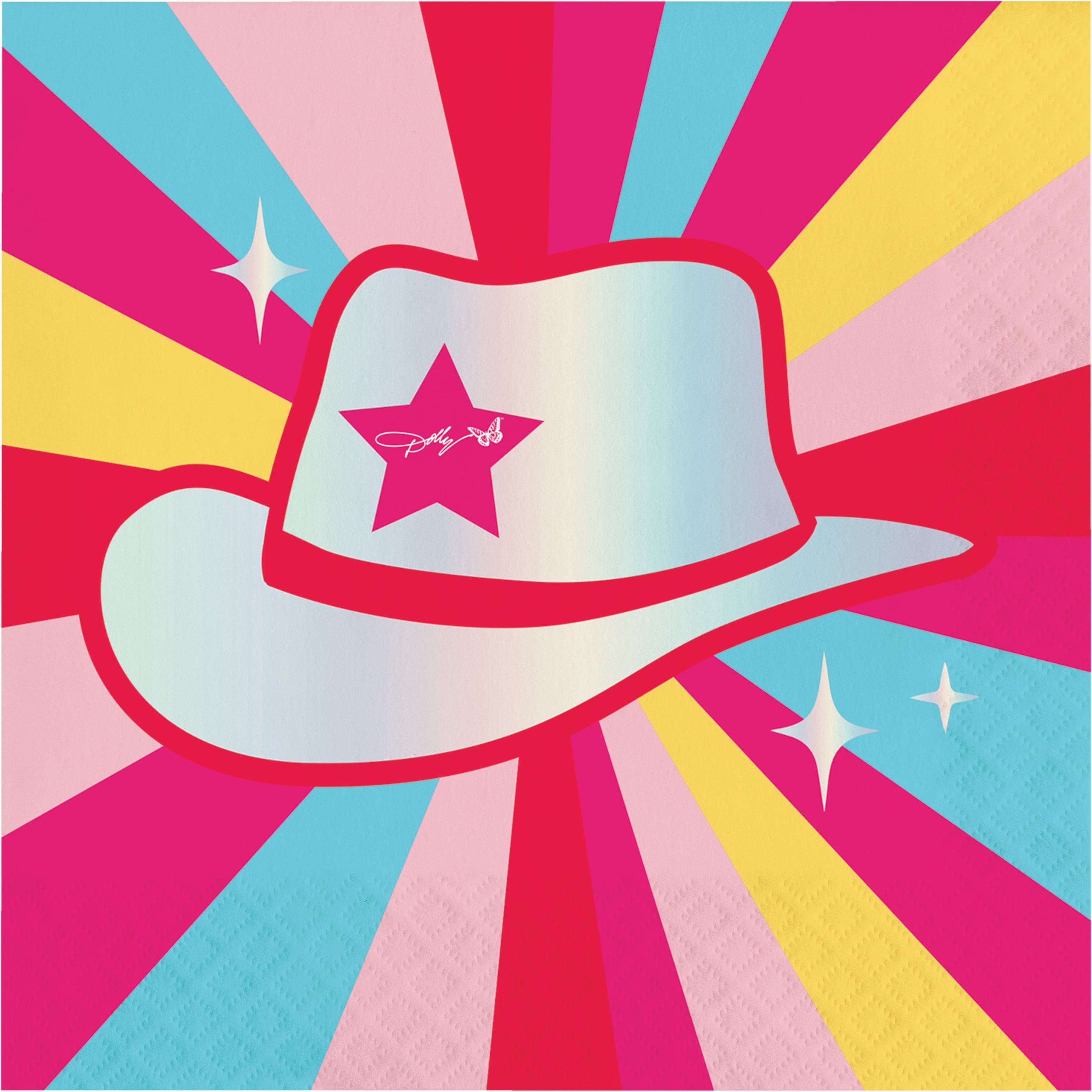 (4 pack) Dolly Parton Multi-Color Cowboy Hat Napkins, 16 Count