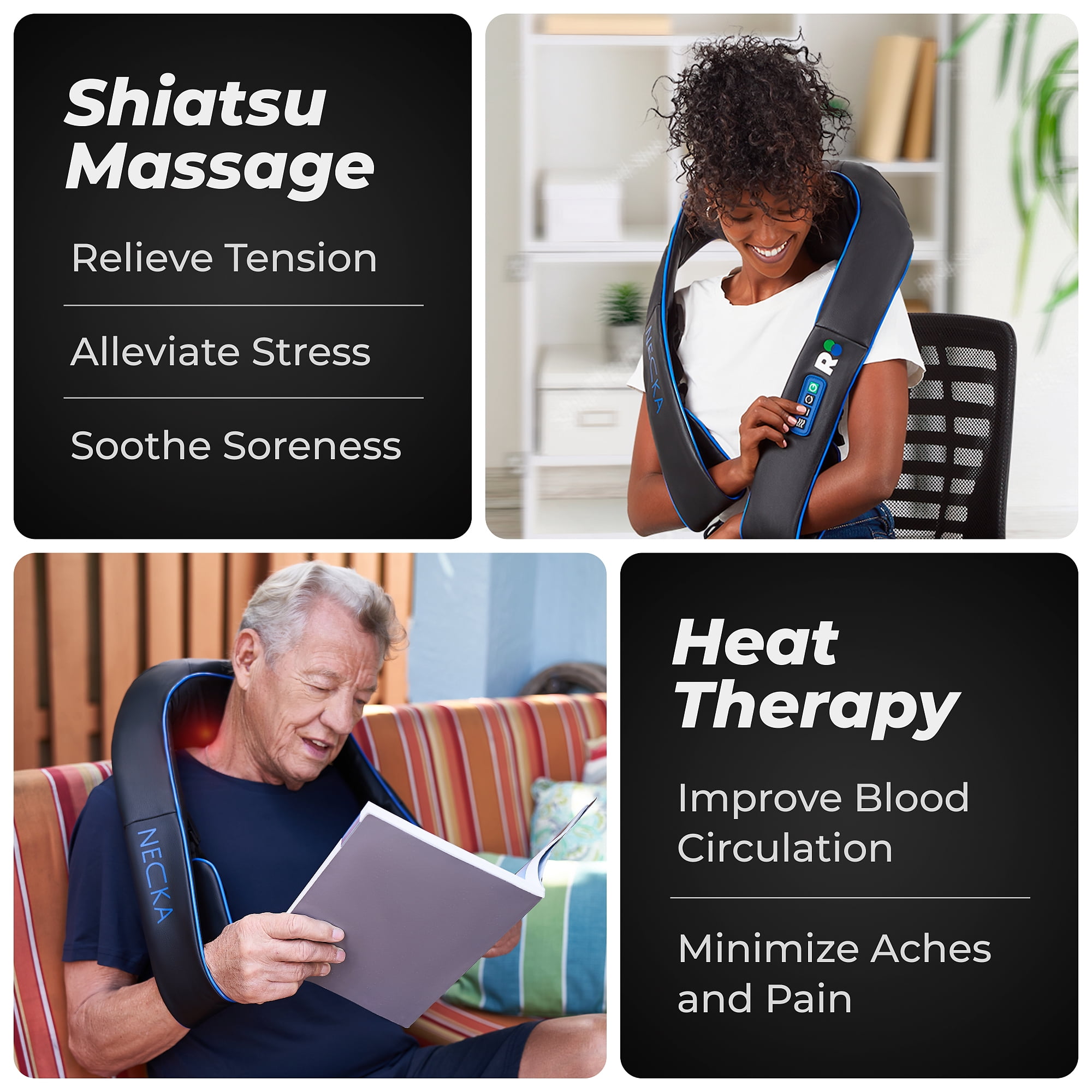 REATHLETE NECKA Electric Shiatsu Back and Neck Massager with Heat for Pain Relief