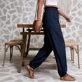 thumbnail image 5 of Kelon Women's Casual Pants, Womens Linen Pants Wide Leg Palazzo Capri Drawstring Casual Lounge Flowy Summer Beach Vacation Crop Trousers with Pockets, S, 5 of 6