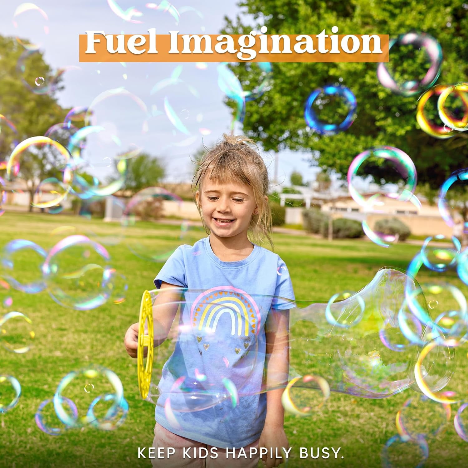 Syncfun 18 Pcs Giant Bubble Maker with Tray, 12" Big Bubble Wands Set Bulk, Summer Outdoor Activity, Party Favors, 6 Pcs Bubble Solution Suitable for All Age People