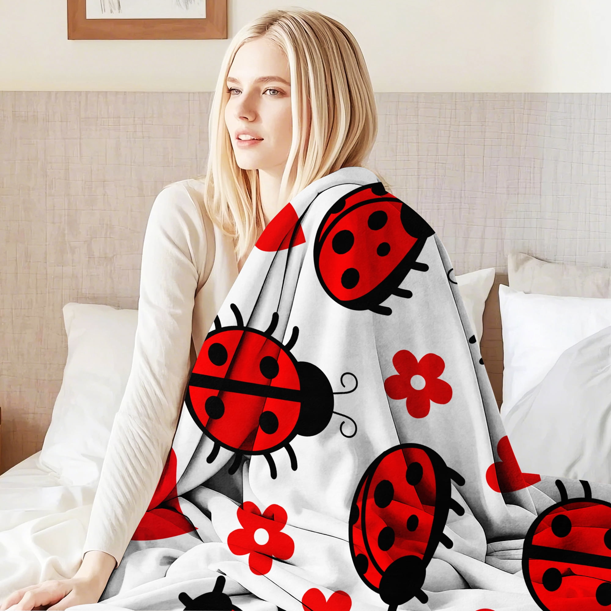 Flannel Fleece Throw Blanket, Soft Large Throw Blanket, Lightweight Cozy Plush Throw Blanket Fit Sofa Bed, 30"x40", Beetle