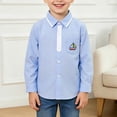 thumbnail image 2 of WUANDIXFA Kids Toddler Boys Dress Shirts Youth Long Sleeve Button Down Shirt Boys Formal Perform Dress for Spring Fall Big Boys Dress Shirt,Blue,2-3 Years, 2 of 5