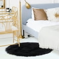 thumbnail image 3 of REGALWOVEN Area Rug Faux Fur Carpet for Home, 3x3 Feet Round, Black, 3 of 8