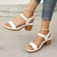 thumbnail image 5 of Cethrio Womens Heeled Sandals, Ankle Strap Holiday Open Toe 2025 Summer Footwear White Size 6.5, 5 of 6