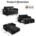 thumbnail image 2 of Vinform 55" 3 in 1 Convertible Sleeper Sofa Bed, Pull Out Loveseat Couch with Storage Pocket, Black, 2 of 6