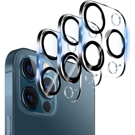 Entronix Camera Lens Protector for Apple iPhone 12 Pro, HD Clear Tempered Glass Lens Cover, Pack of 3