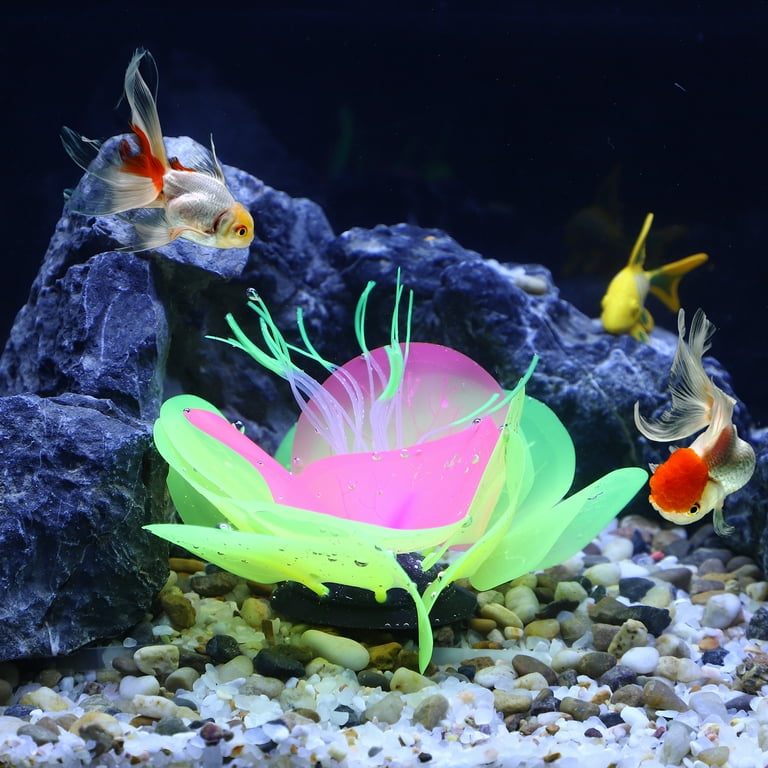 Simulation Coral Fireworks Flower Silicone Fluorescent Coral Ornament For Aquarium - Rose Red
