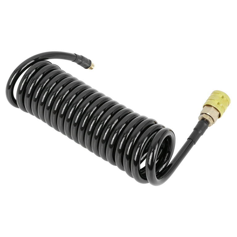 Air Hose, 16 Foot Yellow Coil for Portable tire Inflator