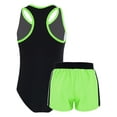 thumbnail image 2 of dPois Kids Girls 2Pcs Swimsuit Tankini Boho Print Racerback Bodysuit with Bootyshorts Bathing Suit Fluorescent Green 10, 2 of 6