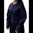 thumbnail image 3 of Blazer Corto con Botones para Mujer, Ropa Informal de Negocios para Otoño e Invierno. Azul Oscuro M, 3 of 8