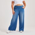thumbnail image 2 of vigerkar High Waisted Wide Leg Jeans for Women, Elasticity Casual Denim Pants with Pockets (BU2, 3XL), 2 of 9