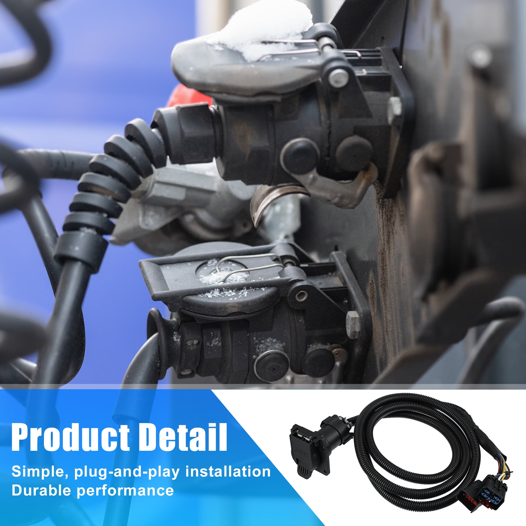 Unique Bargains 7 Foot 7 Pin Trailer Wiring Harness Extension Connector