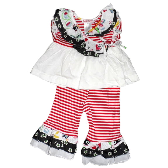 Baby Nay Infant Girls Ruffle Top and Pants (24 Months)