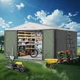 thumbnail image 7 of ChaoLink 8x8 FT Outdoor Metal Storage Shed, Steel Utility Shed Storage, Metal Shed Outdoor Storage with Lockable Door Design with Sloped RoofGray, 7 of 7