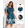 thumbnail image 3 of Ekouaer Moo Moos for Women Button House Dresses with Pocket BlueGreen Flower, 3 of 7