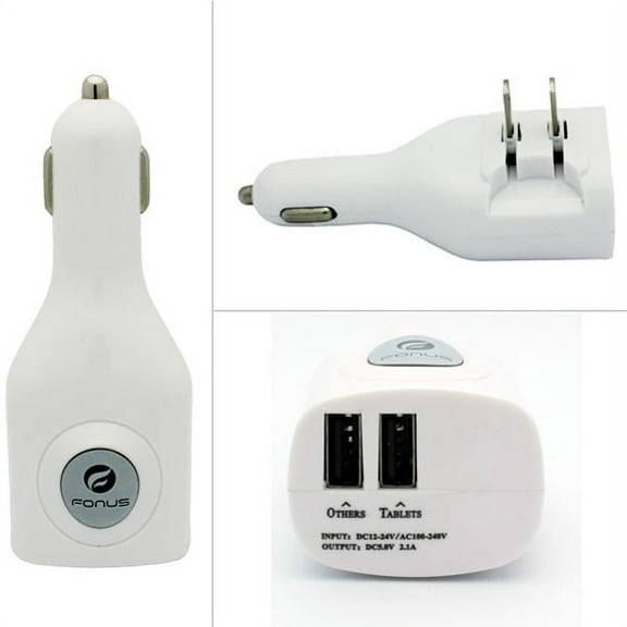 Car DC Home AC Rapid Power Adapter 2-Port USB Charger Compatible With iPad Pro 9.7 12.9 10.5, Mini 4 3 2, Air 2