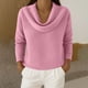 thumbnail image 1 of Uootdi Women's Waffle Knit Tops Cowl Neck Long Sleeve Clothes Trendy Casual Loose Relaxed Fit Knit Pullover Gift, 1 of 8