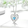 thumbnail image 3 of Blue Heart Necklace March Birthstone Pendant Aquamarine CZ 925 Sterling Silver Women Birthday Valentine's Day Gifts for Her, 3 of 7