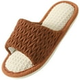 thumbnail image 2 of Casual Linen Women's Slippers Slip On House Indoors Slippers Anti-Skid Rubber Sole Lightweight Lined Chenille Slippers Perfect for Hotel Lounge Bedroon Shoes Footwear, 2 of 3