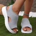 thumbnail image 2 of Rokment Womens Athletic Orthopedic Walking Sandals Lightweight Comfortable Mesh Knit Wedge Slingback Slip on Gladiator Shoes Summer Breathable Sneakers Grey Size 8.5, 2 of 7