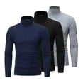 thumbnail image 1 of Jowowha Chandails à Col Montant pour Hommes 3 Pcs Manches Longues Col Roulé Chandails à Enfiler Hauts Noir&Bleu Marine&Gris P, 1 of 7