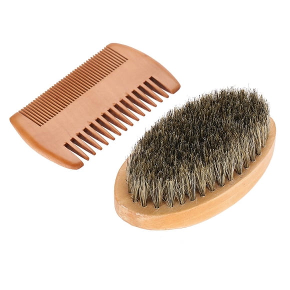 Kit de cuidado de barba y bigote para hombres: cepillo ovalado, herramientas de aseo para suavizar, acondicionar y limpiar