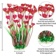 DPOWERFUL Plastic Fish Tank Plants, Artificial Tall Aquarium Plants for Fish Tank Decor, 15.7 inches(Red)