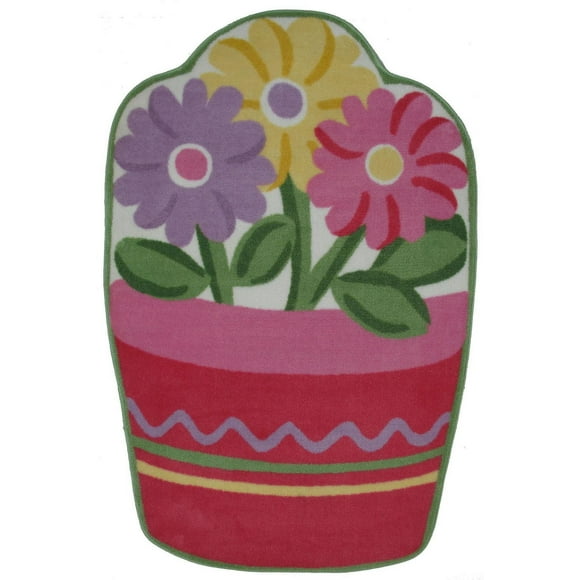 Fun Rugs Multi-Colored Flower Pot Nylon Kids Rug