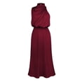 thumbnail image 1 of Vestido de mujer Vestido de dama de honor de boda de celebridades populares Vestido de largo medio Vestido de noche de satén con cuello, 1 of 6