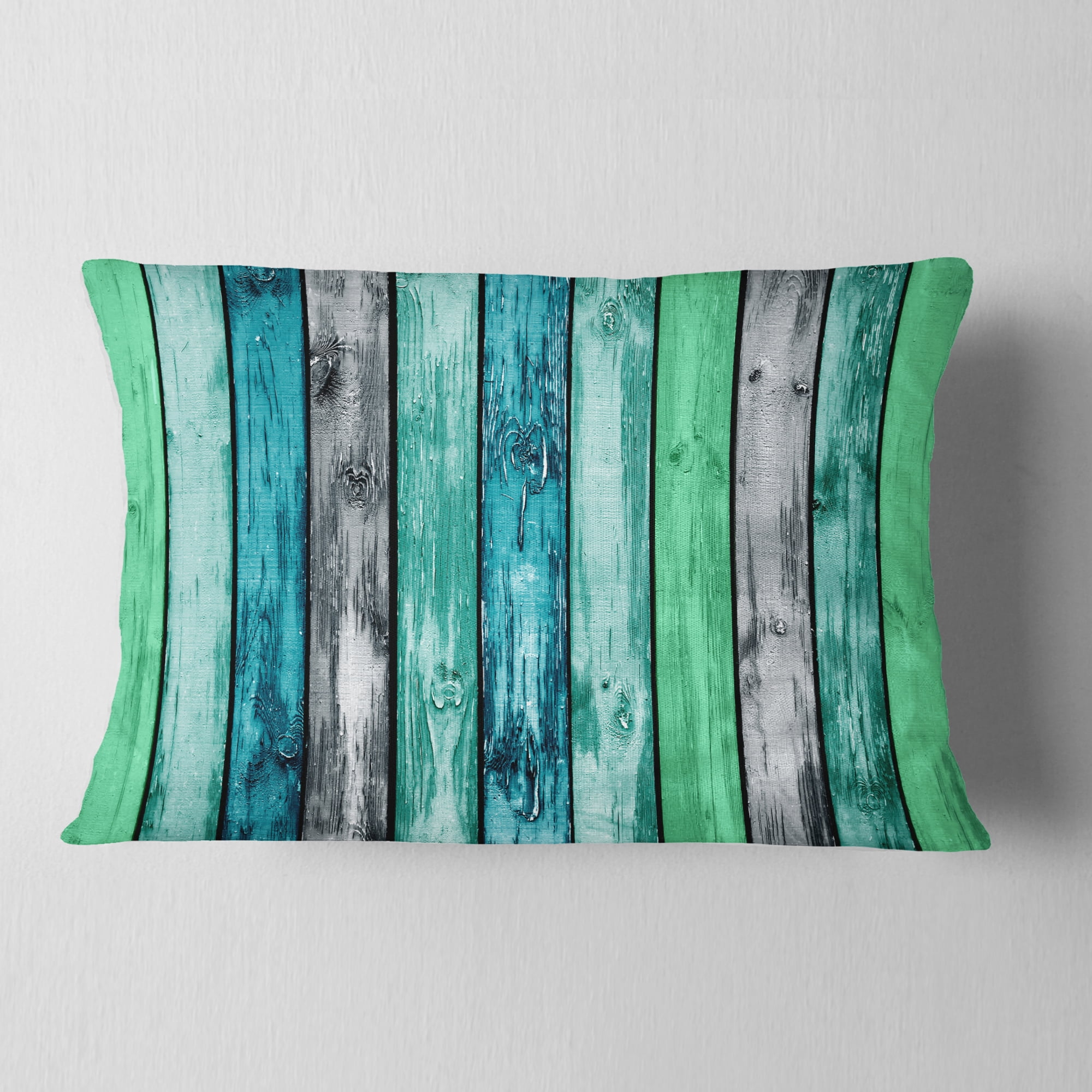 Designart Painted Wooden Planks - Abstract Throw Pillow - 12x20