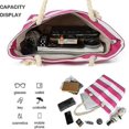 thumbnail image 3 of Waterproof Beach Bag Canvas Stripe Rope Handles with Top Zipper Closure Shoulder Beach Tote Bags, 3 of 5