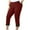 Wine, variant on SwiftWear Women's Plus Size Lace Trim Capri Pants Solid Color Yoga Capris Slim Fit Stretchy Workout Leggings L-5XL