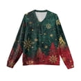 thumbnail image 5 of Wutalume Men's V-Neck Christmas Print Sweater, Long Sleeve Ribbed Knit Pullover, Cozy Stretch Top for Holiday Parties, Casual Comfort and Layering,Deep Red 4XL, 5 of 6