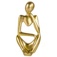 thumbnail image 2 of Estatua de pensador de decoración dorada, escultura de arte abstracto, juego de 3 figuras coleccionables de resina dorada para el hogar, sala de estar, decoración de estantes de oficina, 2 of 5