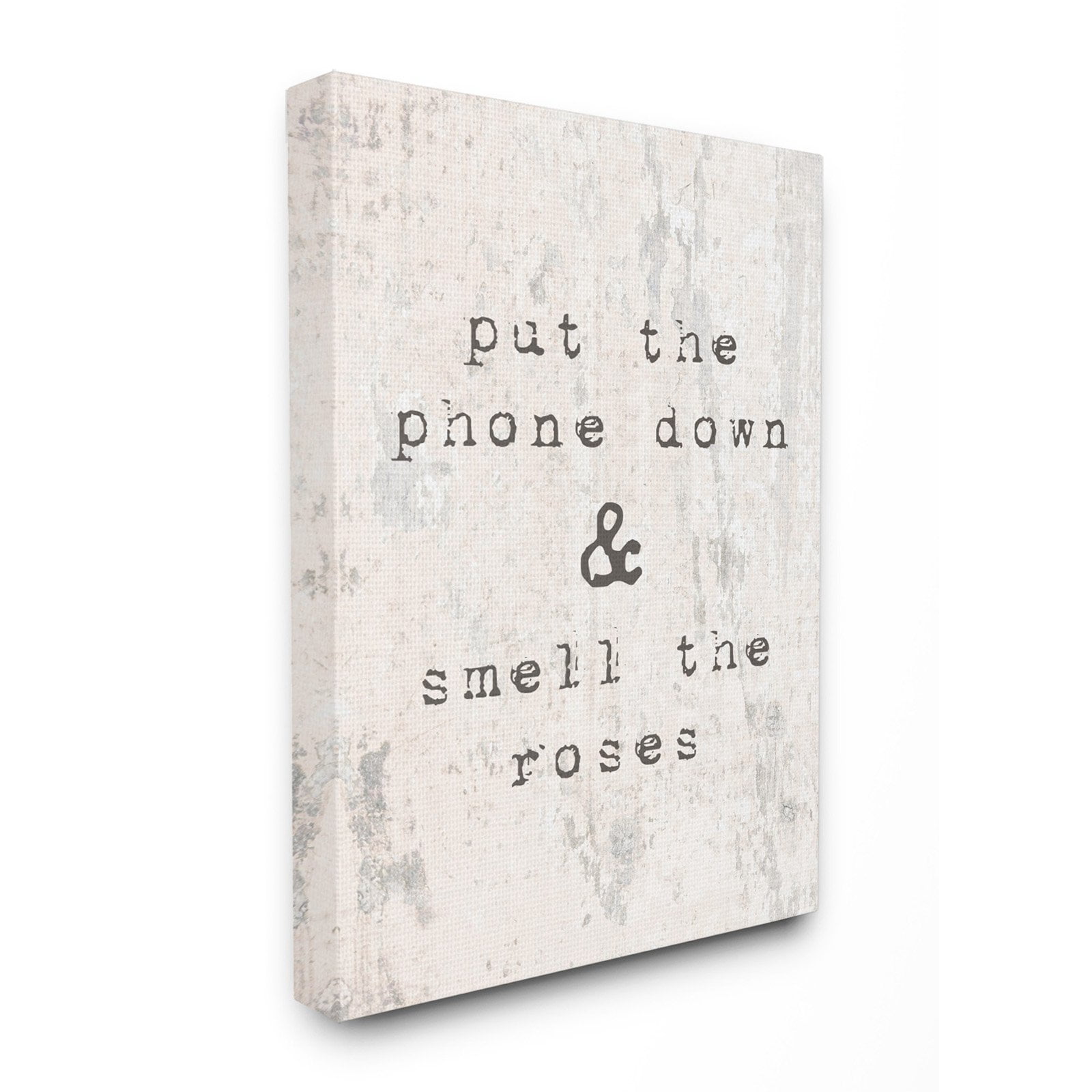 The Stupell Home Decor Collection Put Phone Down Smell Roses Typography Stretched Canvas Wall Art, 16 x 1.5 x 20