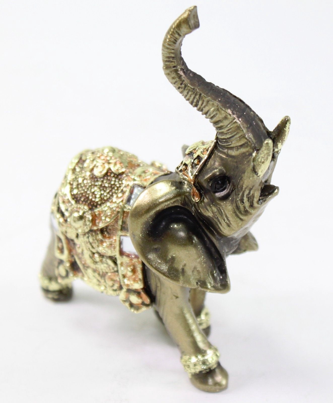 Feng Shui 4.5'(H) Brass Color Elegant Elephant Trunk Statue Wealth Lucky Figurine Home Decor Gift