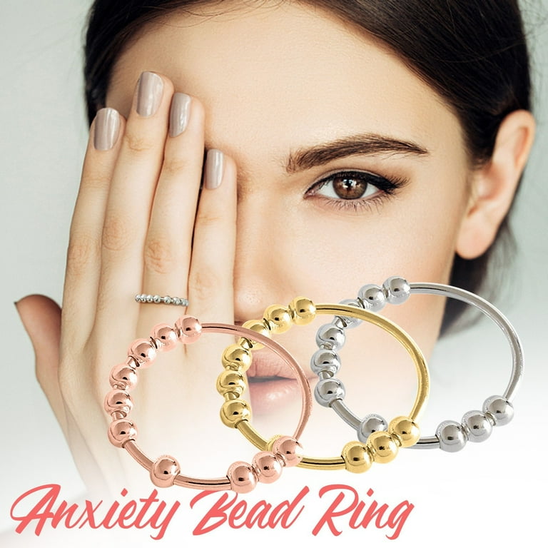Fridja Anxiety Fidget Ring Women Spin Rings With Beads Stress