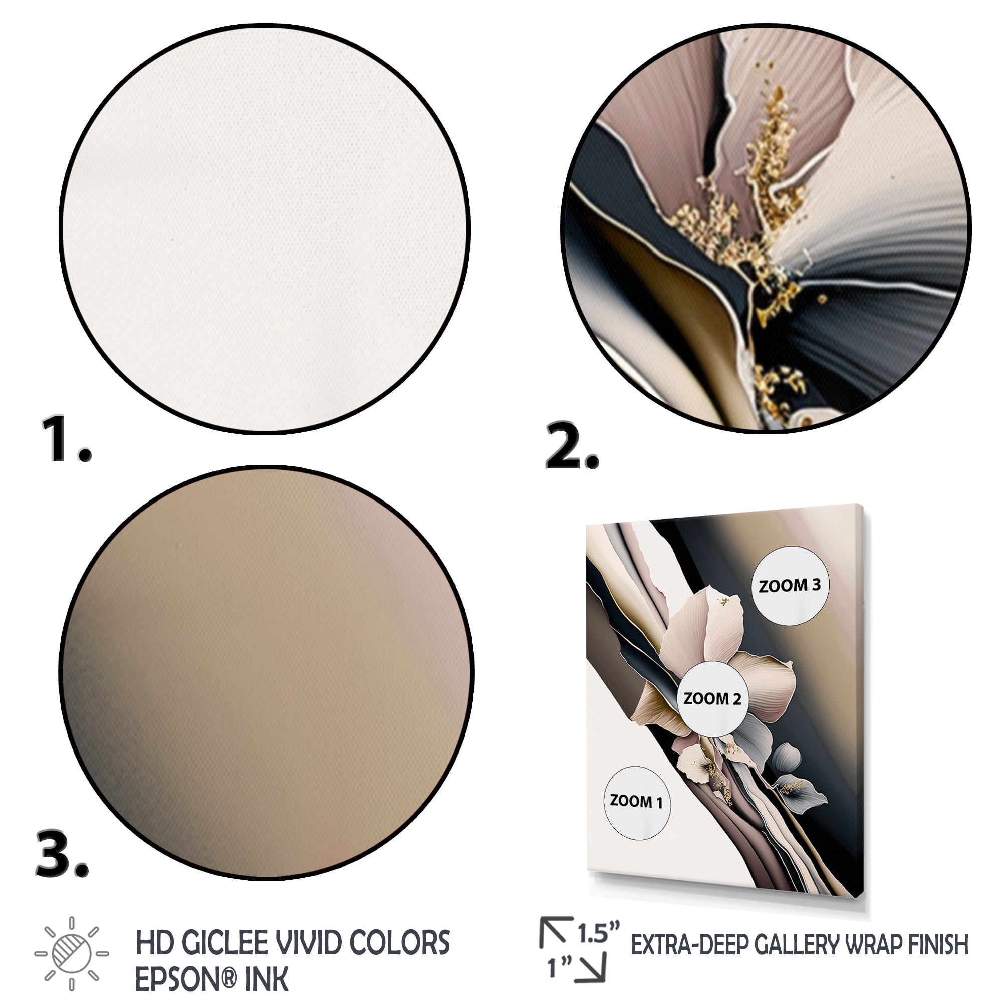 Designart Beige Orchid Flowers Hyperrealistic III Canvas Wall Art