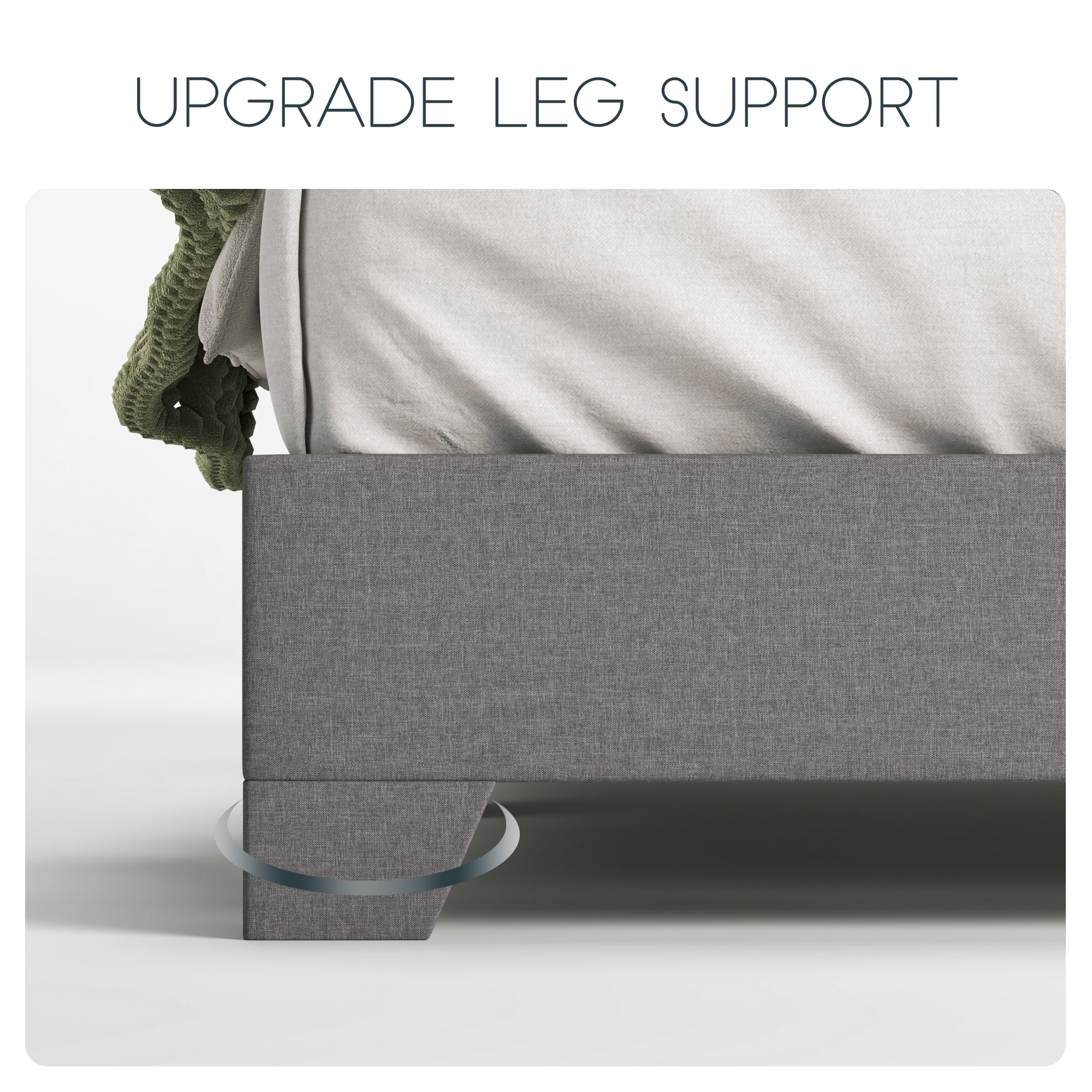 Einfach Queen Size Grey Fabric Upholstered Bed Frame with Adjustable Headboard, No Box Spring Needed, Low