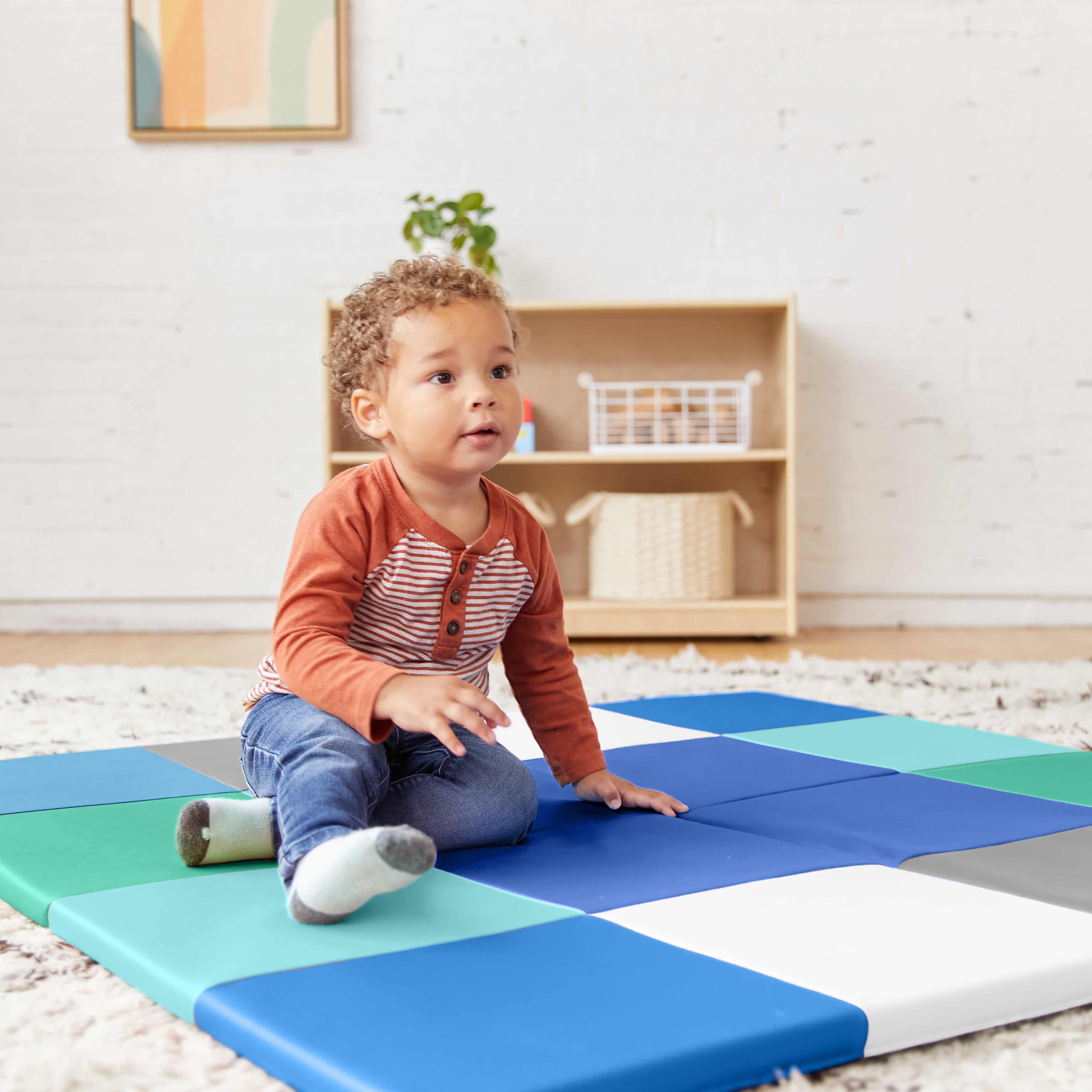 ECR4Kids SoftZone Square Dance Folding Activity Play Mat, 48in Square, Baby Essentials, Contemporary