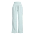 thumbnail image 4 of XIAOCHA Women's Stripe Print Wide Leg Pants Smocked High Waist Pants Daily Casual Loose Trousers, 4 of 4
