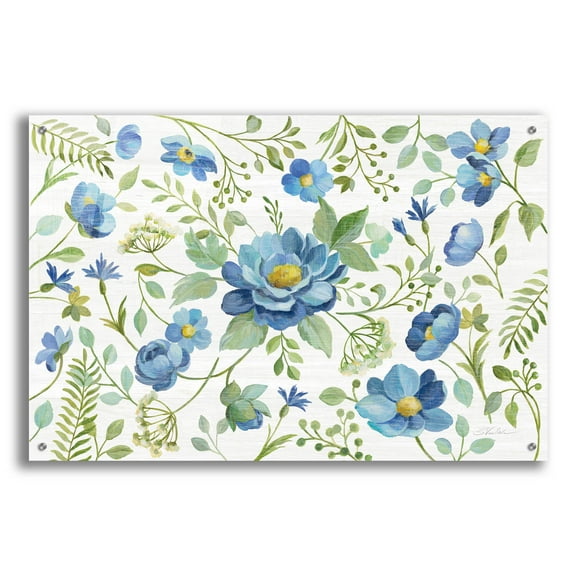 Epic Art 'Botanical Blue I' by Silvia Vassileva, Acrylic Glass Wall Art, 36"x24"